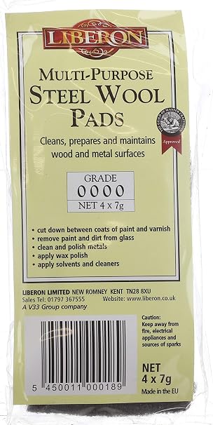 Liberon Steel Wool 4 x 7g Pads, Grade 0000
