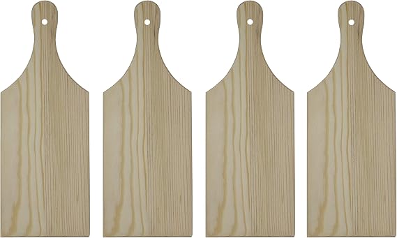 Package of 4 Unfinished Wooden Mini Cutting Boards for Decorating and Crafting
