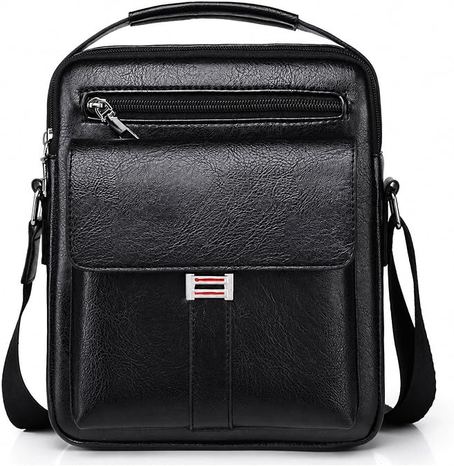 Small Crossbody Bag, Mens Shoulder Bag, Vintage leather Bag Office Business for Men, Handbag Purse Zipper