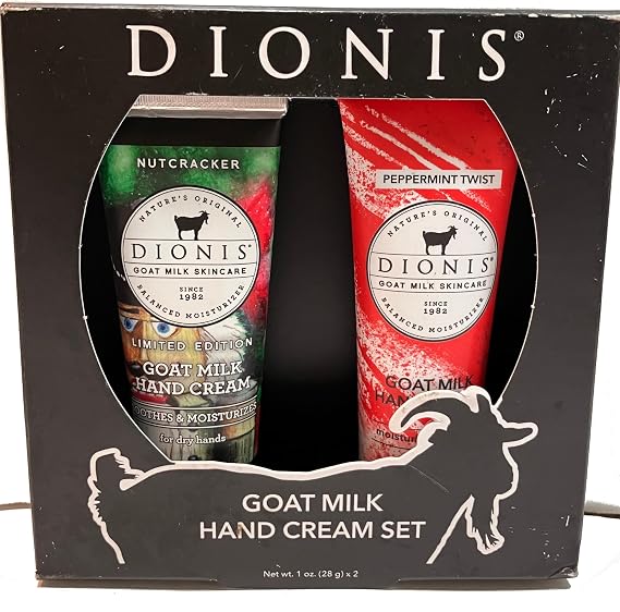Dionis Goat Milk Hand Cream 2pc Set Nutcracker & Peppermint Twist 1oz