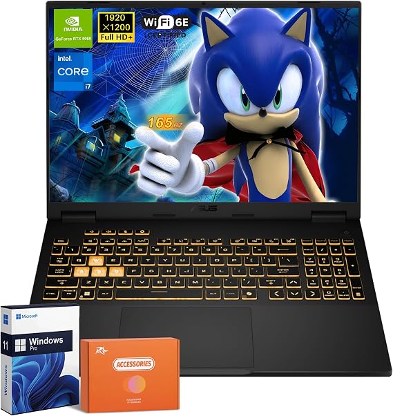 ASUS TUF F16 Gaming Laptop, Intel i7-14650HX(Up to 5.2 GHz), NVIDIA GeForce RTX 5060, 16 Inch 165Hz FHD Display, 32GB DDR5, 1TB SSD, Fast Charge, Dolby Atmos, Wi-Fi 6E, Windows 11 Pro, Accessories