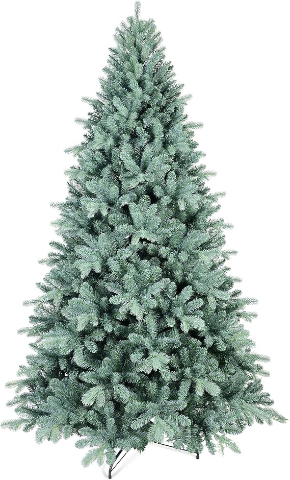 6FT Blue Spruce Artificial Christmas Tree, Premium Unlit Christmas Tree with 1390 PE/PVC Branch Tips, Memory Wire Full Xmas Tree with Foldable Base and Metal Hinged for Holiday Decoration