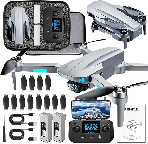 HHD GPS Drones with Camera for Adults 4k, 50 Mins Flight Time, Under 249g, 3800ft FPV Transmission, Brushless Motor, Max Speed 15m/s, Foldable Drone for Adults, Beginner