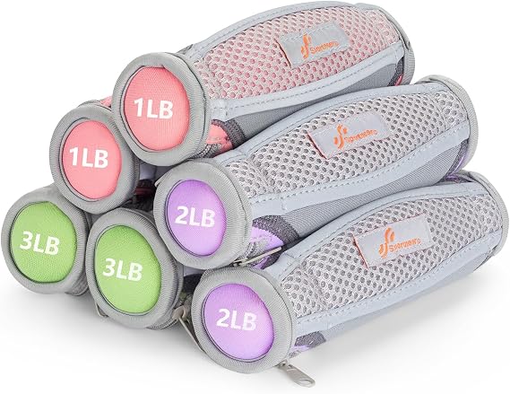 Sportneer Hand Weights for Women, Walking Weights Set 6pcs (1lb, 2lb, 3lb Each) Soft Dumbbells with Hand Strap for Home Workout, Running, Physical Therapy, Aerobics