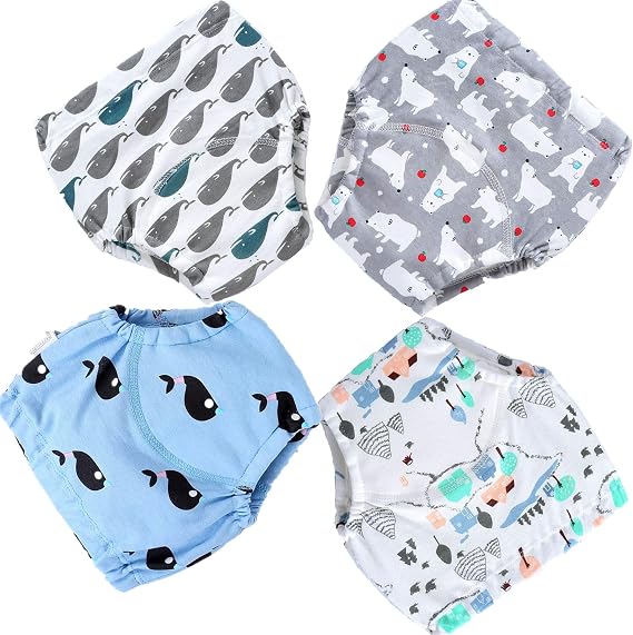 4 Pack Baby Toddler Reusable Toilet Pee Potty Training Pants Cloth Diapers Underwear