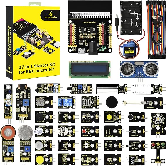 KEYESTUDIO 37 Sensor Extension Board Starter Kit for BBC Micro:bit V2 V1.5 Micro Bit Electronic Components Set Breakout Kit Microbit Motherboard Not Included