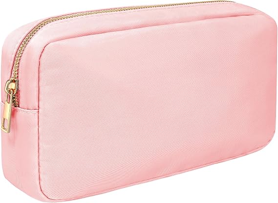 LETGO Small Makeup Bag for Purse,Nylon Small Cosmetic Bag Travel Size Toiletry Bags Travel Makeup Bag Coin Purse,Car Asscessories Bag Travel Essentials for Women Girls (Small-Pink)