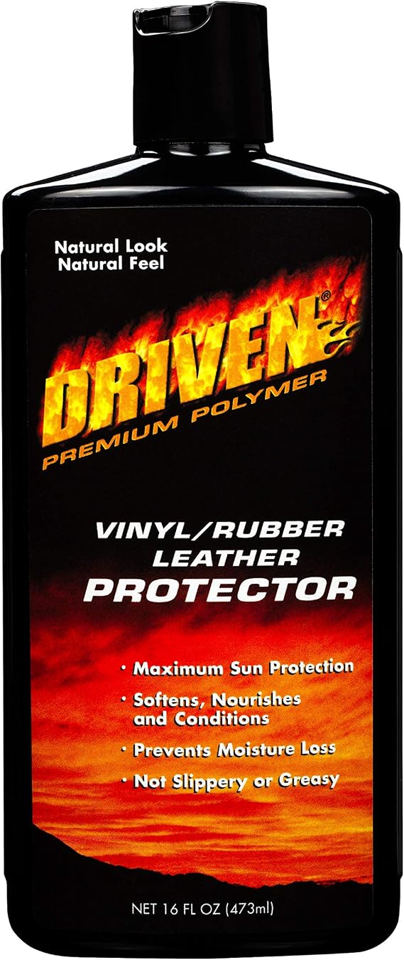 DRIVEN Vinyl/Rubber/Leather Protector with Rich Gels, Protective Polymers & UV Sunscreen - for Car, Boat, RV Interiors, Furniture, Apparel, Boots, More - Prevents Fading, Cracking & Discoloration