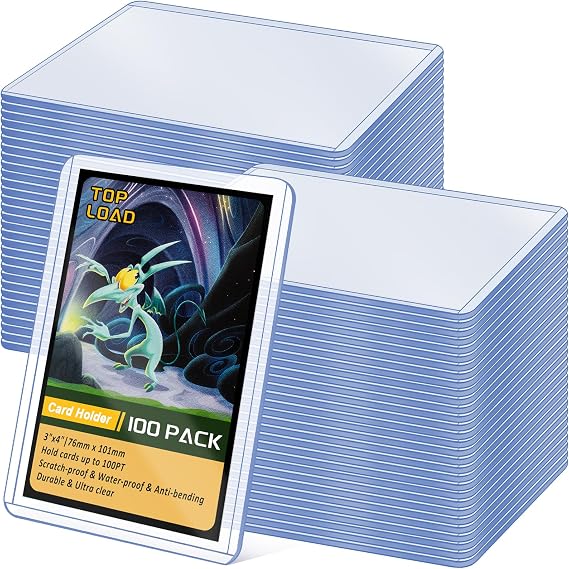 100 Pack Top Loads for Cards 3"x4" Hard Plastic Card Sleeves