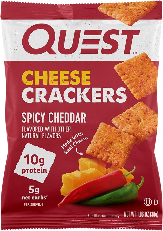 Quest Protein Chips Sour Cream Onion Pack of 12 & Quest Cheese Crackers Spicy Cheddar Blast 12 Count