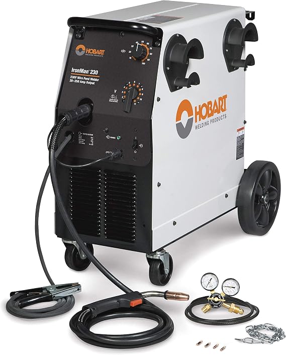 Hobart 500536 Ironman 230 MIG Welder With Wheel Kit & Cylinder Rack