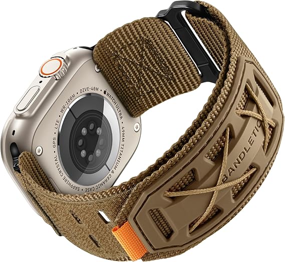 Bandletic Wide Tactical Nylon Band Compatible with Apple Watch, Men Women | Extra-Wide 32mm Strap Made for Outdoors, Steel Connectors Lock Tight, No Shaking, Fits Ultra 49mm & 46-42mm Models