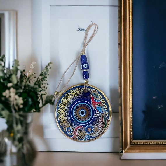 Mixperi Gilded Nightingale Bird Flowering Evil Eye Beaded Wall Decoration Glass Wall Decor