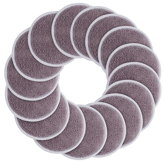 SUNLAND Reusable Makeup Remover Pads,Round 3.15inch,16 Pack,Darkpurple