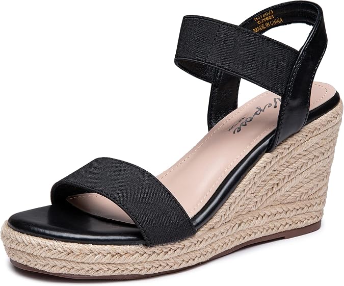 Vepose Women's Open Toe Espadrille Wedge Sandals with Ankle Strap