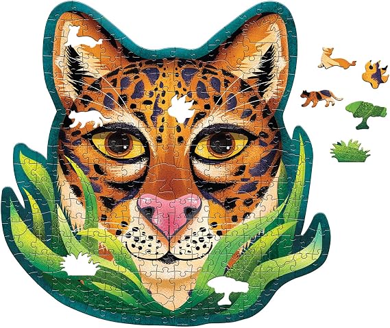 Peaceable Kingdom Jaguar-Shaped Puzzle 251 Pieces with 15 Fun Shapes Large Jigsaw Puzzle Gift for Kids & Teens Ages 8+ Jaguar