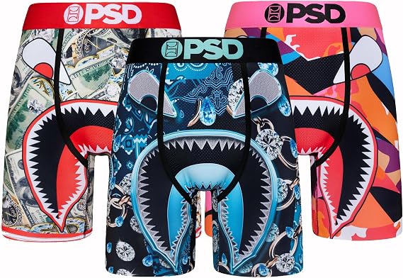 PSD Men's Boxer Briefs - WF Reckless 3 Pack, 7 Inch Inseam, Stretchy Moisture-Wicking Boxer Briefs for Men Pack, X-Large