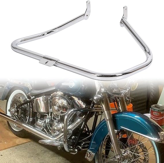 ECOTRIC Chrome Engine Guard Highway Crash Bar Compatible with 2000-2017 Harley Heritage Softail Fat Boy Springer FLST Replacement for HD49004-00