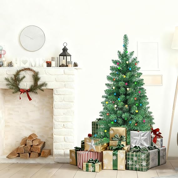 4FT Christmas Tree Pre-Lit, Premium Artificial Christmas Tree with Lights, Decorated Xmas Tree with Tripod Stands for Indoor Home Office Party Holiday Decoration, ETL Listed