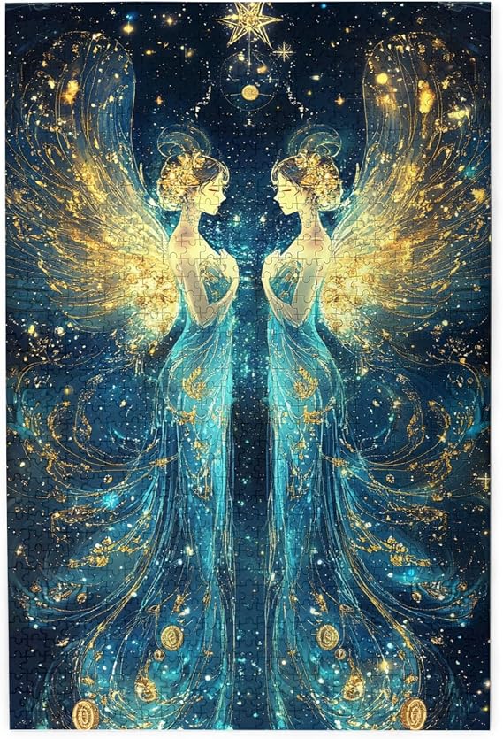 Vintage Wooden Jigsaw Puzzles, Fantasy Starry Night and Girls, Fantasy Jigsaw Puzzle Game, Puzzles for Adults 1000 Pieces, Great for Relaxation and Display for Puzzle Enthusiast