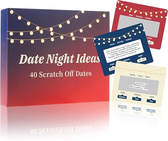 40 Romantic & Fun Scratch Off Date Night Ideas Card, Perfect Couple Gifts for Boyfriend, Girlfriend, Wife, Husband, Engagement, Birthday or Anniversaries,Valentine's Gift for Men and Women