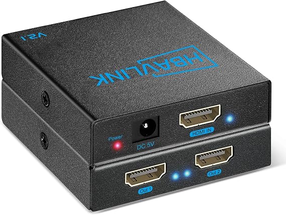 8K HDMI Splitter 1 in 2 Out 4K 120Hz- HDCP 2.3, VRR, HDR, Dolby/DTS5.1-1x2 HDMI 2.1 Splitter Mirror Display for PS3/4/5, Apple TV, Xbox, Fire TV Stick/Cube, Roku Stick, etc