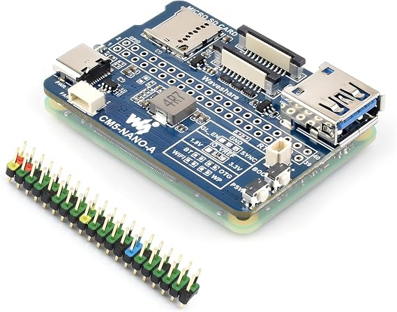 Mini Nano Base Board for Compute Module 5 Lite/eMMC, Same Size As CM5 Compact Size y Functional, with Multiple Peripheral Interfaces-40PIN GPIO, USB 3.2 Gen1 Type-A, Fan Header,etc