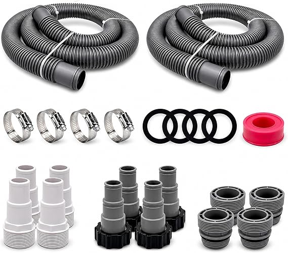 FibroPool Pool Hose Kit - 1.5 in Connections - 6 ft - Plastic & Steel