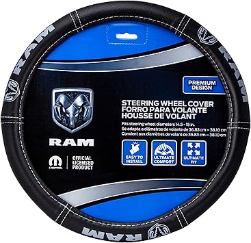 Plasticolor 006697R25 Ram Deluxe Elite Steering Wheel Cover - Gray Logo