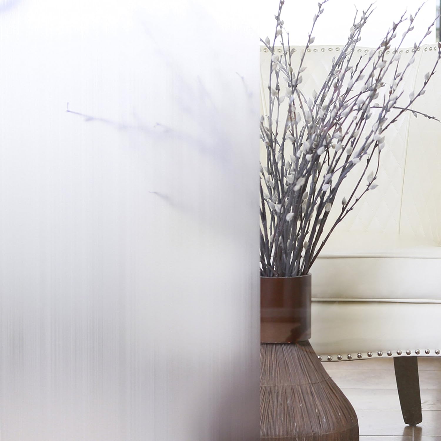 Best Home Fashion Non-Adhesive Frosted Privacy Window Film - Stripe - 3 ft x 6.5 ft 1 Roll