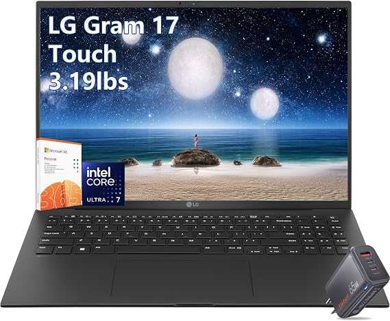 LG Gram 17 Laptop Copilot Plus PC - Ultra 7 Series 2 258V - Touchscreen WQXGA - 32GB RAM - 2TB PCIe SSD - Windows 11 Pro - Backlit Keyboard - Intel Arc Graphics - Wi-Fi 7 - Business - Ultralight