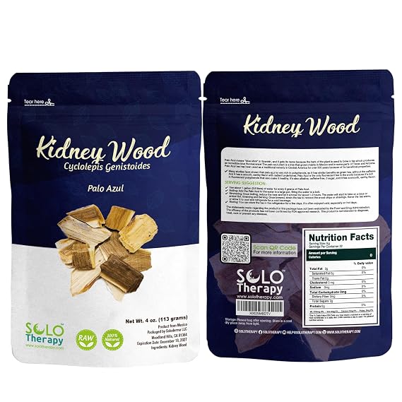 Palo Azul Tea - 4 oz Blue Stick Bark & Wood Chips, Kidney Wood, Resealable Bag, Product of Mexico, Packaged in USA