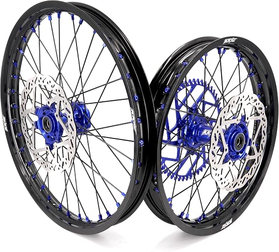 KKE 21/18 Wheels Rims set for Sur ron Ultra Bee X 2023-2025 Off-road Spoked Rim with 240MM Front Disc & 53T Sprocket Blue