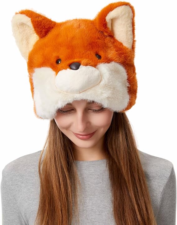Surblue Winter Plush Animal Hat with Fleece Lining Soft and Cozy Costume Cap, One Size