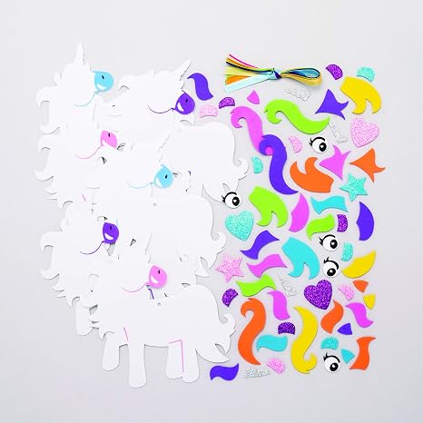 Baker Ross AT310 Unicorn Mix & Match Ornament Kits - Pack Of 6, Ideal For Kids And Crafts, assorted