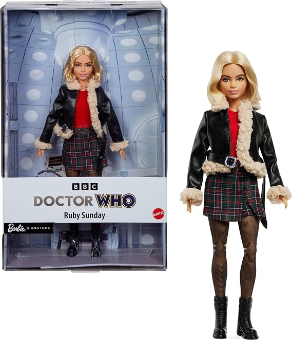 Barbie Ruby Sunday Doll, Dr. Who Collectible Inspired by the Series 14th Season with Doll Stand & Certificate of Authenticity
