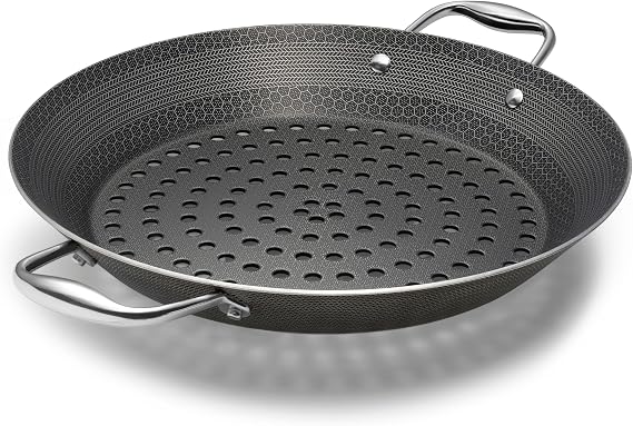 HexClad Hybrid Nonstick BBQ Grill Pan, Dishwasher-Friendly, BBQ and Oven-Safe Up to 900F