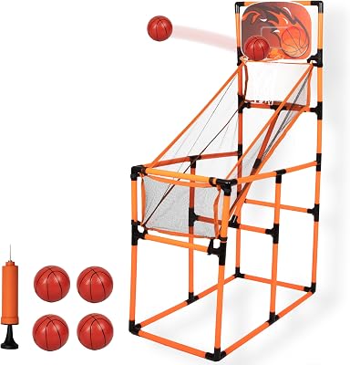 Play Platoon Kids Basketball Hoop Indoor - Arcade Games for 4-12 Year Old Kids - Perfect for Game Room. Backyard, Outdoor Shooting Games - 62 Inch Tall - Includes 4 Balls and Pump