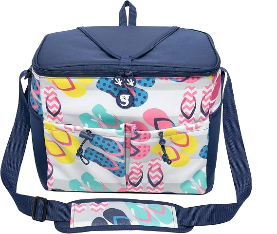geckobrands Large Removable Hardliner Tote Cooler Holds Up to 24 Cans or 15 Bottles, 5 Pockets/2 Neoprene, Easy Access Lid