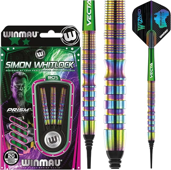Winmau Darts - Simon Whitlock | Daryl Gurney | Joe Cullen | Danny Noppert - 18g Barrel/ 20g Full - Professional Players - Soft Tip Darts - Includes Dart Flights and Shafts