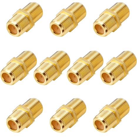PASOW F Type RG6 Coupler Gold Plated Female to Female Barrel Coaxial Adapter 10 pcs
