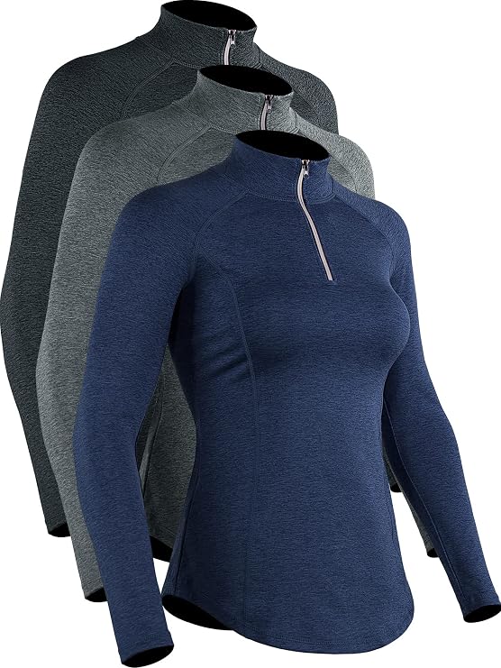 CADMUS Women's Sun Protection Long Sleeve Workout Shirts, Half Zip Up Athletic Running Hiking Yoga Tops