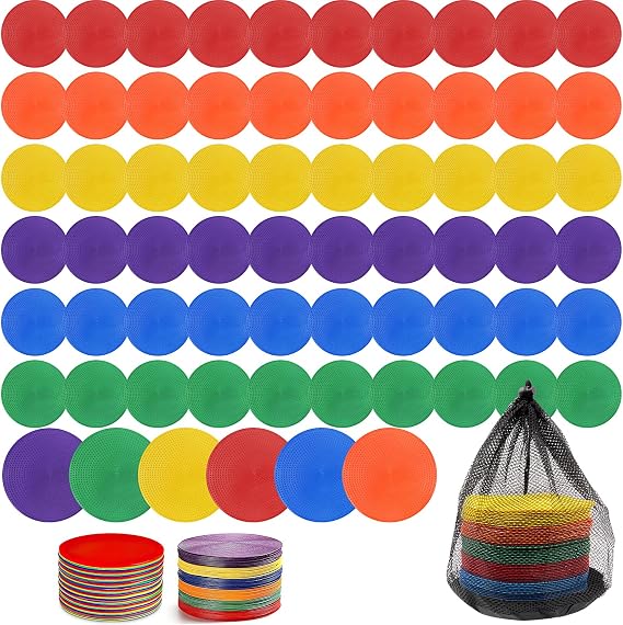 60 Pack Poly Spot Markers with Bag,6 Inch Rubber Floor Dots