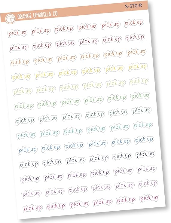 Pick Up Planner Stickers, Julie's Plans Script "Pick Up" Labels, Color Print Planning Stickers, JF (S-570-R)