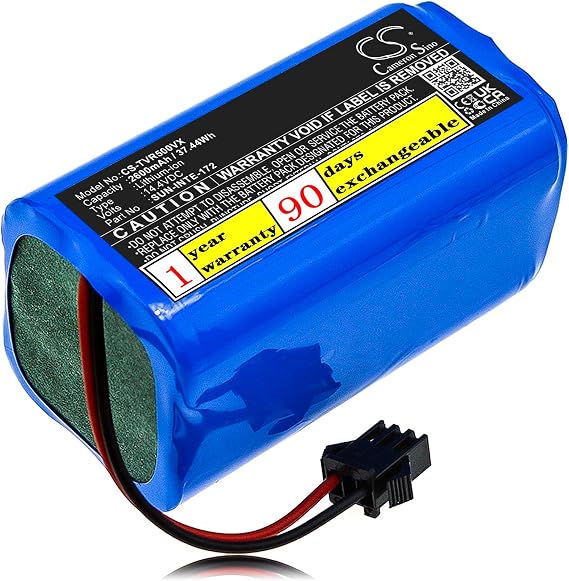 14.4V 2600mAh H18650CH-4S1P SUN-INTE-273 Battery Replacement for Goovi D382 Ionvac SmartClean 2000 Denkee 600 DK600 X500,X500 Pro DK600 MAX DK700 X500 Simum X586 SUN-INTE-172 CMICR18650F8M7-4S1P