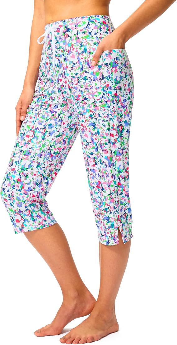 Viodia 18'' Women's Swim Capris Pants Quick Dry with Pockets