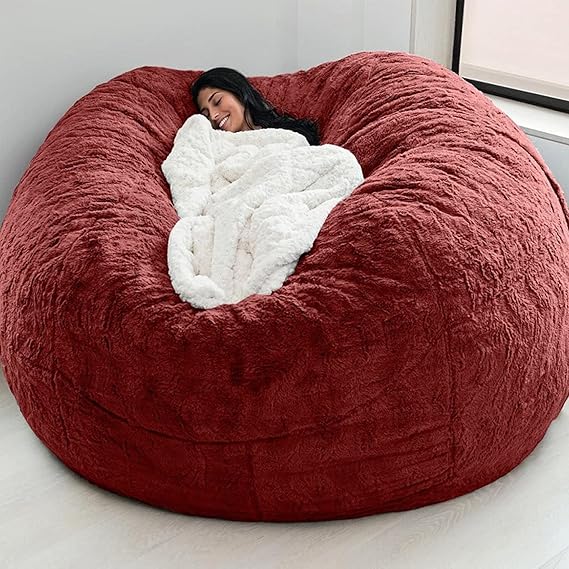Giant Bean Bag Chair, Adult Beanbag Chair 5ft /6ft /7ft Bean Bag Cover Comfy Fur Oversized Bean Bag Couch Large Cuddle Chair Fluffy Lazy Sofa Big (it was only a Cover, not a Full Bean Bag)