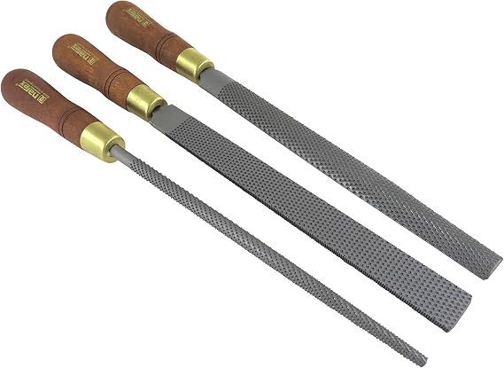 Narex 854203 3 Piece Set Course Cut Round Rattail, Half Round and Rectangular 250 mm Cabinetmaker Wood Rasp