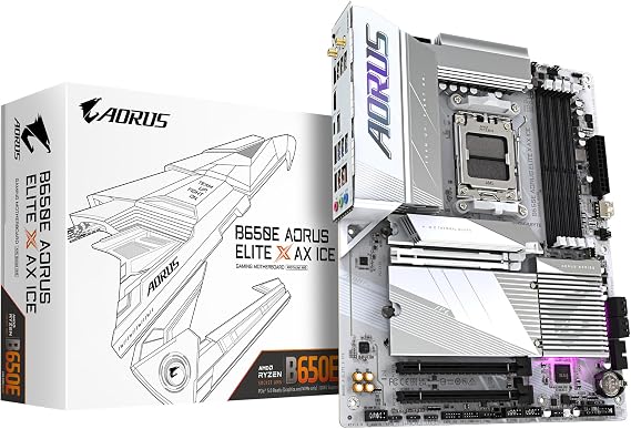 Gigabyte B650E AORUS Elite X AX ICE WiFi Motherboard (AM5/4xDDR5/HDMI/M.2/USB 3.2)