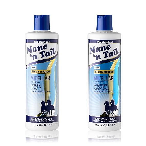 Mane 'n Tail Micellar Shampoo & Conditioner Sulfate Free with Biotin for Oily Hair, Build Up, and Hard Water to Detox and Clarify 11.2 fl oz 2-Pack